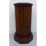 A late Victorian mahogany fluted cylindrical pot cupboard,