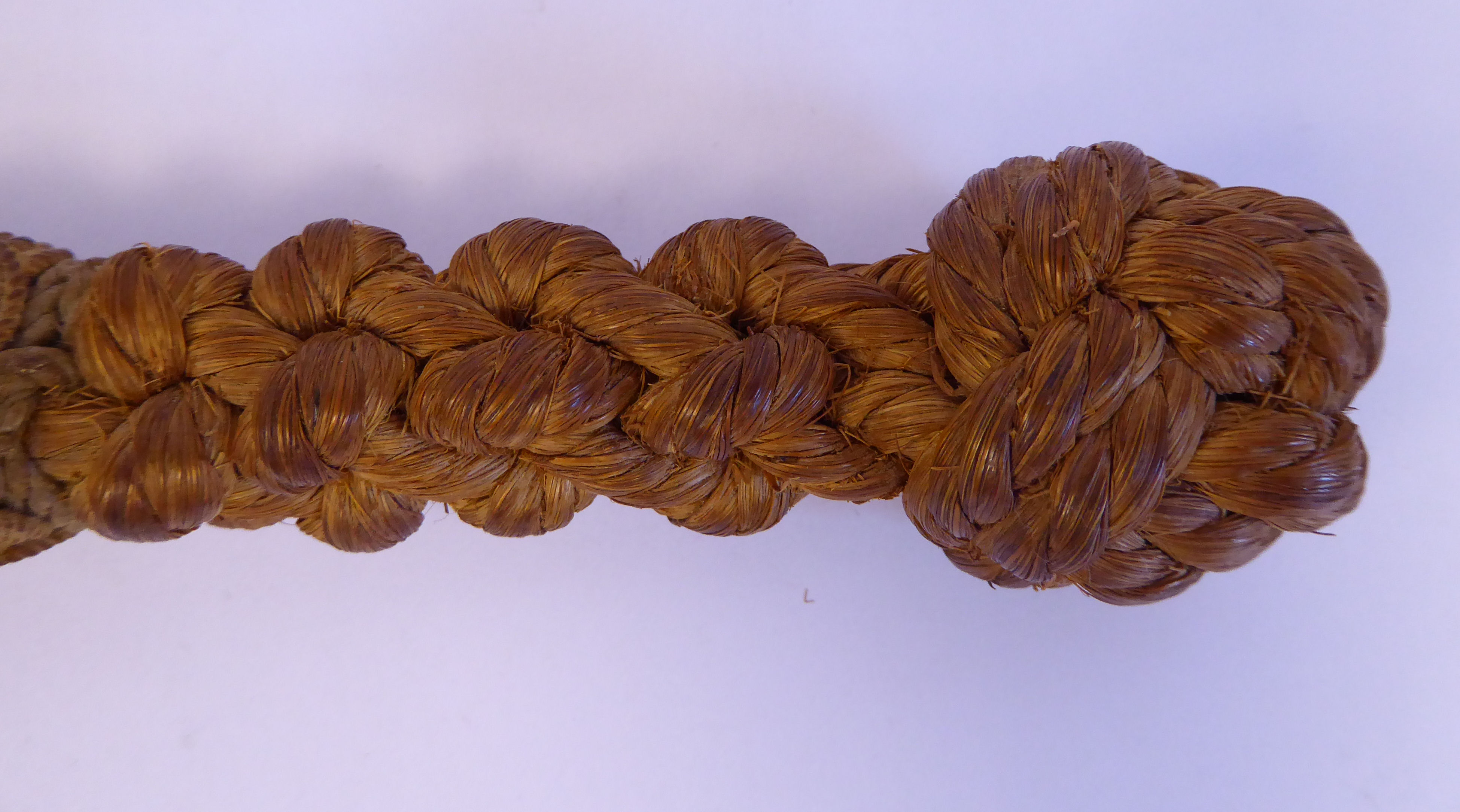 A 19thC finely woven and knotted string and rope bell pull lanyard 12''L overall - Image 4 of 6