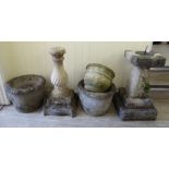 Composition stone terrace items: to include a pedestal sundial 24''h RSB