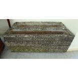 Four various composition stone garden trough design planters largest 36''w SL