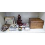A mixed lot: to include a white metal domed trinket box 5''w;