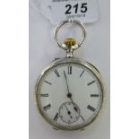 A silver cased open face pocket watch,