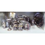 Silver plated tableware: to include a biscuit barrel with a swing handle and hinged lid OS10