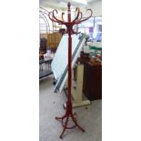 A 20thC red stained beech bentwood six branch hatstand,