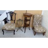 Small furniture: to include an Edwardian beech framed nursing chair,