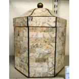 A modern mosaic clad octagonal drum design box with a domed,