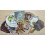 A collection of 'vintage' printed card promotional fans OS5