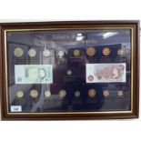 Ancient to modern presentation of British currency for 1551 to the present day 16'' x 11'' framed