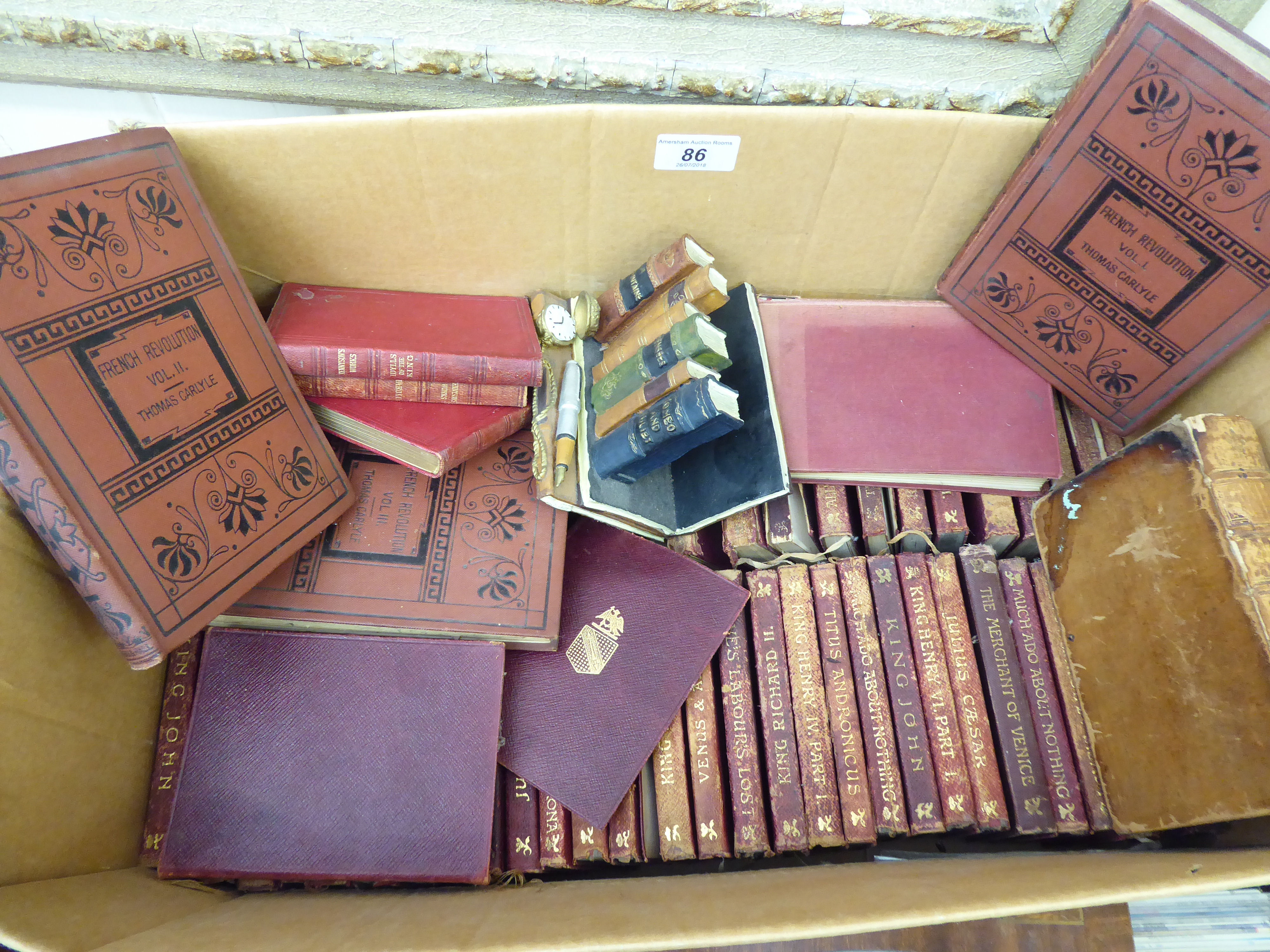 Books - miniature hide bound Charles Dickens stories;