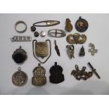 Silver items of personal ornament: to include three World War II ARP badges;