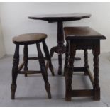 Small furniture: to include a 1920s stained oak joint stool,