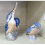Two Royal Copenhagen porcelain models, viz. two kingfishers no.1769 7''h; and another no.3234 3.