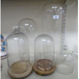 Five various cylindrical glass display domes 8''-20''h T0S8