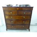 An Edwardian ebony and string inlaid mahogany dressing chest with two short/three long drawers,