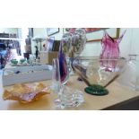 Decorative glassware: to include an Orrefors decanter with etched decoration,