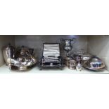 Silver plated tableware: to include condiments pots;