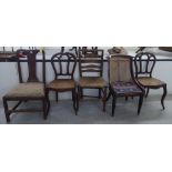 Five 19thC and later chairs: to include a William IV walnut framed nursing chair,