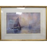 Robert Baird - small sailing vessels on calm water at dusk watercolour bears a signature 11'' x
