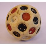 An early 19thC marine ivory teetotum gambling ball comprising forty-seven dimpled round faces 2.