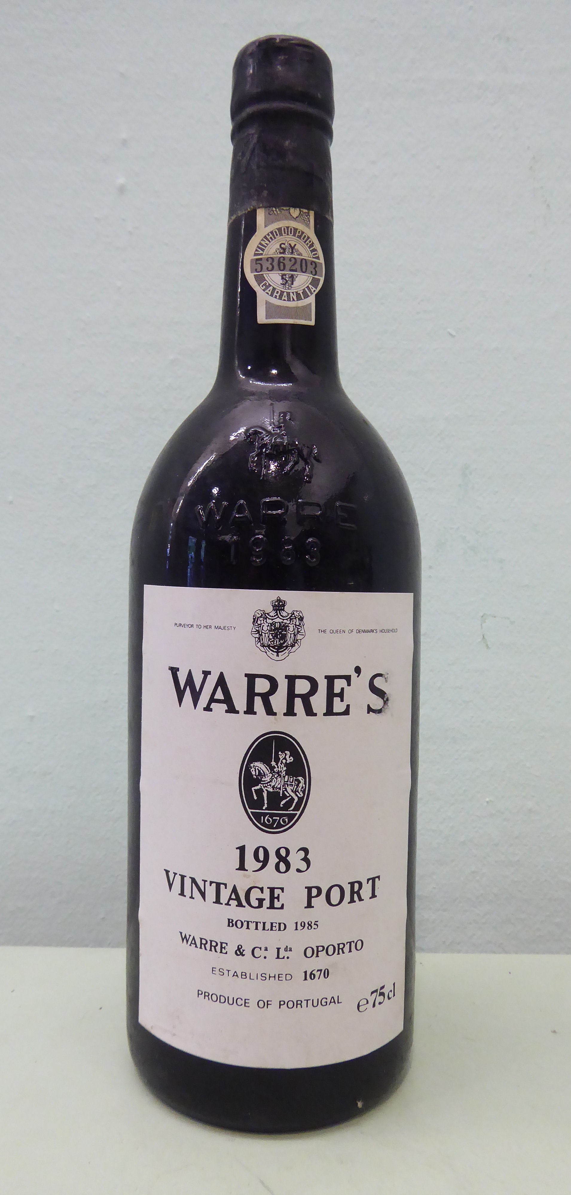 A bottle of Warre's 1983 Vintage Port