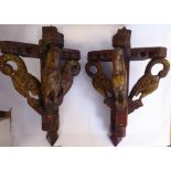 A pair of Asian rustically constructed,