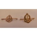 Two almost identical 9ct gold Royal Army Medical Corps bar brooches,