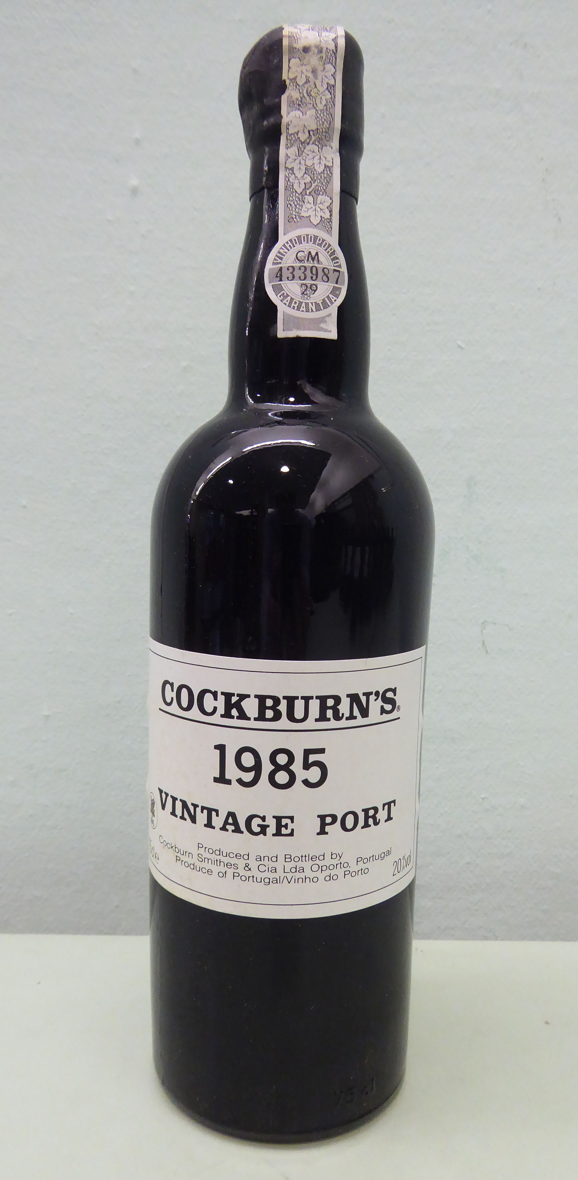 A bottle of Cockburn's 1985 Vintage Port