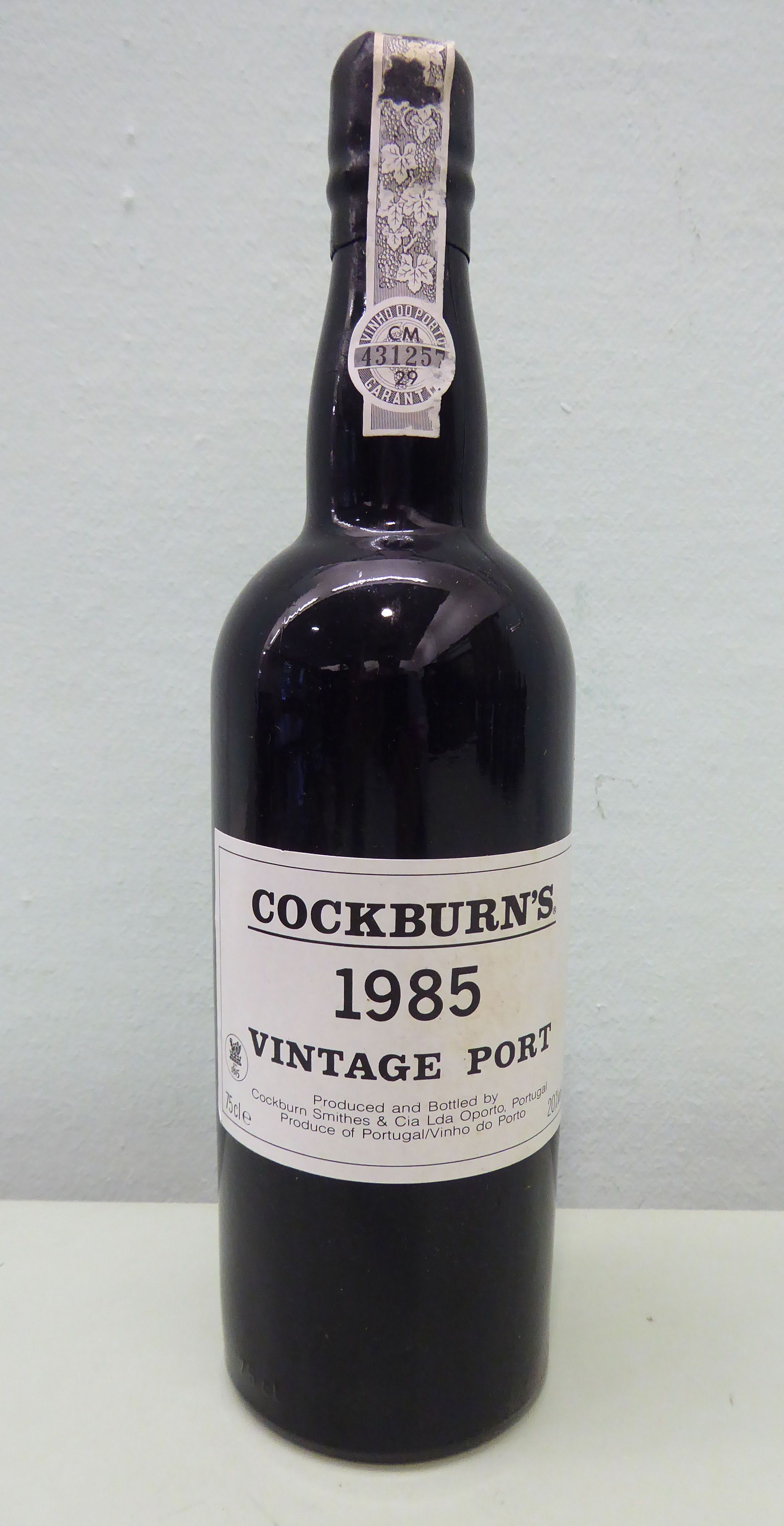 A bottle of Cockburn's 1985 Vintage Port