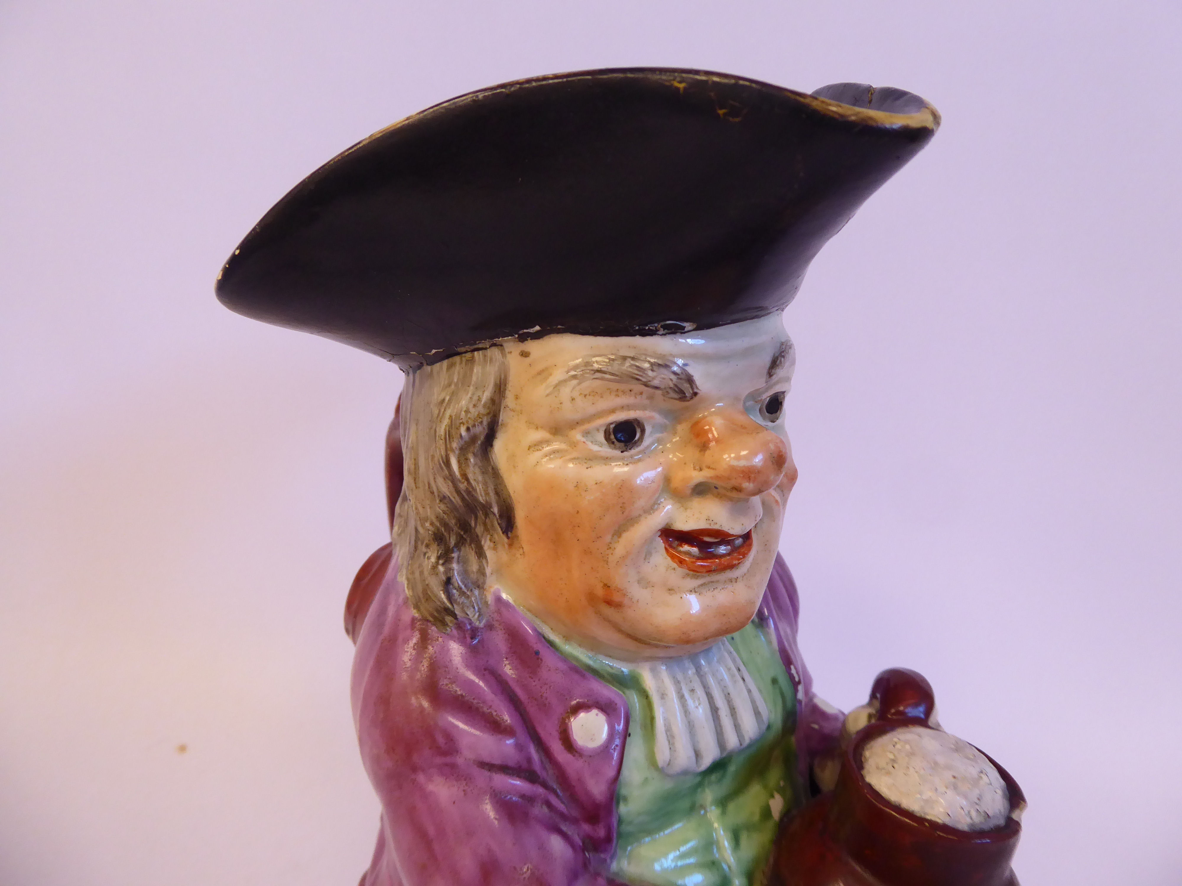 A late 18th/early 19thC Staffordshire pottery Toby jug, - Image 5 of 6