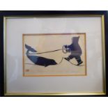 Henry Rapastuk - 'Eskimo and Beluga' Inuit woodblock print bears an inscription & pencil