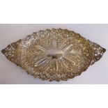 A late Victorian silver lozenge shaped dish, cast,