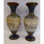 A pair of Doulton Lambeth green,