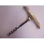 An Art Deco part engine turned silver straight pull corkscrew with a steel wire helix Mappin &