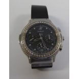 A Hublot MDM stainless steel cased wristwatch with a diamond set bezel,