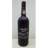 A bottle of Croft 1977 Vintage Port