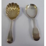 A mid Victorian silver fiddle pattern caddy spoon with a pear shaped bowl George Unite Birmingham