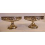 A pair of silver pedestal sweet dishes with uniformly pierced upstand rims Mappin & Webb