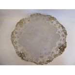 A silver fruit dish with a shallow bowl,