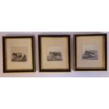 Albery Cuyp - three miniature studies of cattle etchings 2.