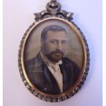 A late 19thC oval portrait miniature, featuring one George Boswell,