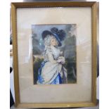 A copy of Gainsborough's 'Duchess of Devonshire' watercolour 11'' x 8'' framed