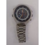 A 1960/70s Omega Flightmaster's brushed stainless steel cased chronograph bracelet watch,