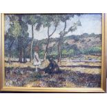 K Kotasz - two figures in a woodland landscape oil on canvas bears a signature 13'' x 17''