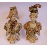 A pair of Royal Dux porcelain busts, featuring stylised studies of Emperor Napoleon and Josephine,