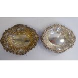 A pair of Victorian style oval sweet dishes with pressed, latticed, foliate,