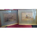 Samuel Howitt - a pair of wildfowl studies watercolours bearing signatures & labels verso 6'' x