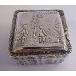 An early 20thC Dutch silver ring box of square form,