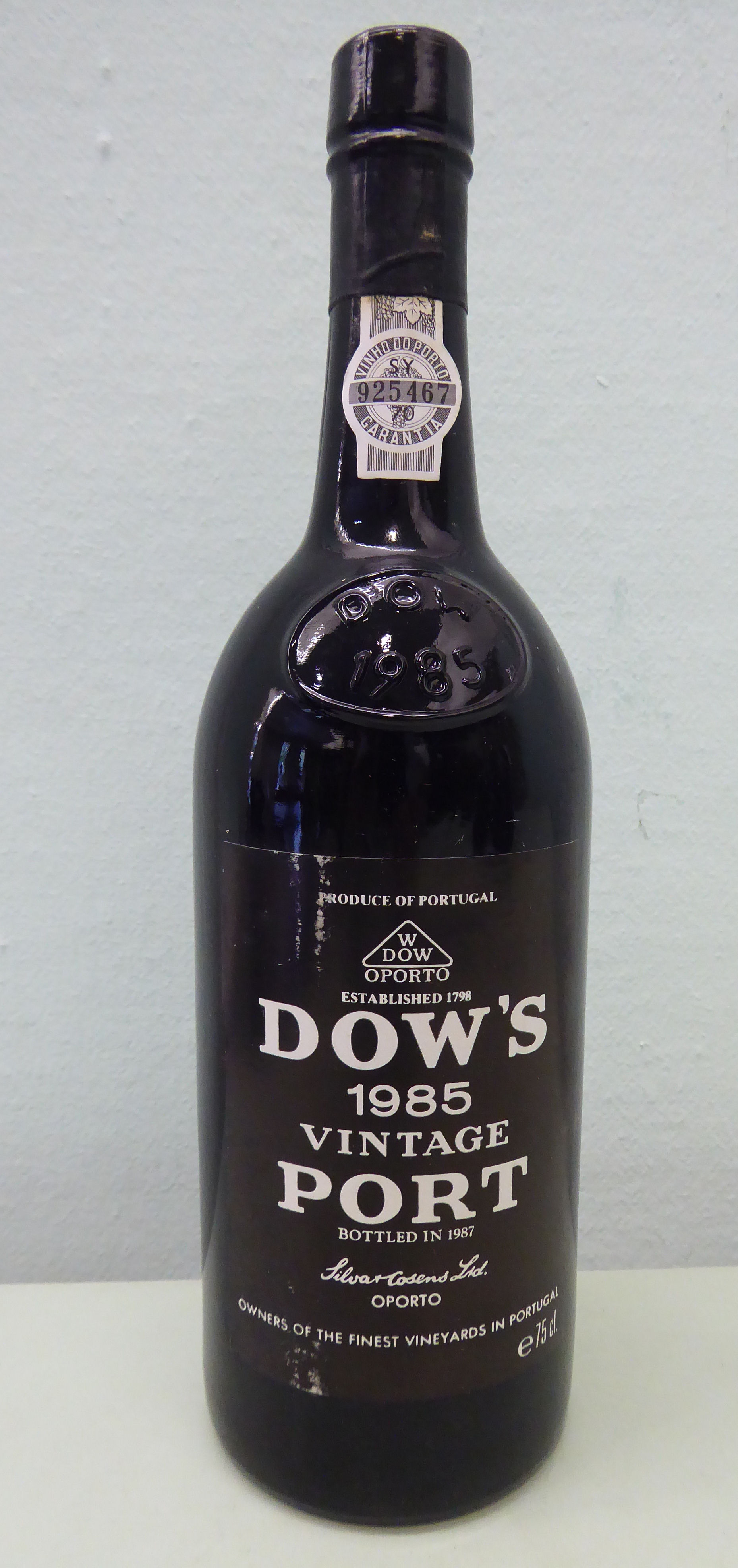 A bottle of Dow's 1985 Vintage Port