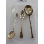 A silver and parcel gilt Old English pattern coffee spoon,