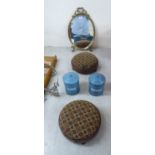 A mixed lot: to include a pair of pale blue enamelled steel raisin and sage storage canisters;